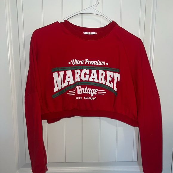 Red Cropped Sweatshirt - Picture 1 of 3